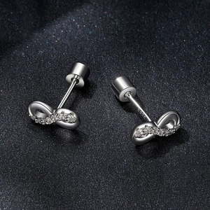Ezüst Színű S925 Ezüst Labret Piercing Végtelen Jellel Cirkónia Kövekkel