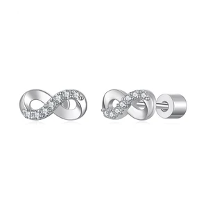Ezüst Színű S925 Ezüst Labret Piercing Végtelen Jellel Cirkónia Kövekkel