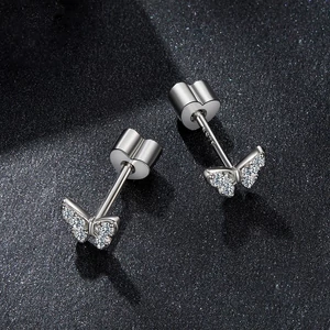 Ezüst Színű S925 Ezüst Labret Piercing Pillangó Mintával Cirkónia Kövekkel