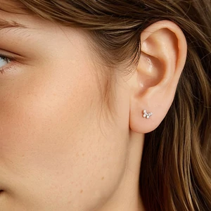 Ezüst Színű S925 Ezüst Labret Piercing Pillangó Mintával Cirkónia Kövekkel