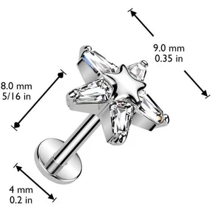 Arany Színű Csillag Alakú Push-in Labret Piercing Cirkónia Kővel