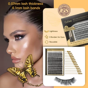 Gollee DIY Tincses Műszempilla 8-16 mm, Vízálló, Ragasztóval és Oldóval