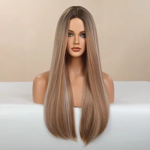 Világosbarna Paróka Szőke Melírral - 65 cm