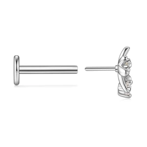 316L Orvosi Acél Ezüst Színű Push-in Labret Piercing Virág Dísszel