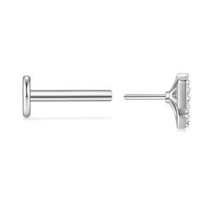 316L Orvosi Acél Ezüst Színű Push-in Labret Piercing Pillangó Dísszel