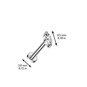 Ezüst Színű Titánium Push-in Labret Piercing Kő Díszítéssel