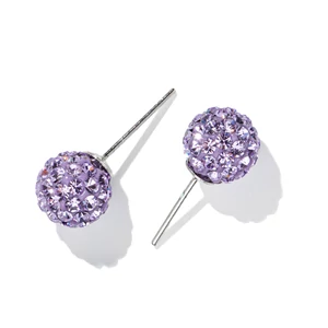 S925 Ezüst Gömb Fülbevaló Lila Swarovski® Kövekkel