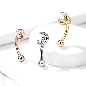 Ezüst Színű Szemöldök Piercing Hold Dísszel