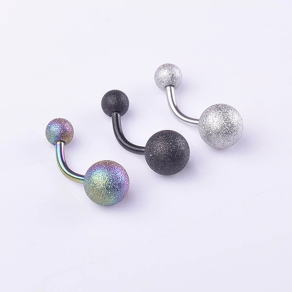 Fekete Színű Csillogó Orvosi Acélból Készült Köldök Piercing