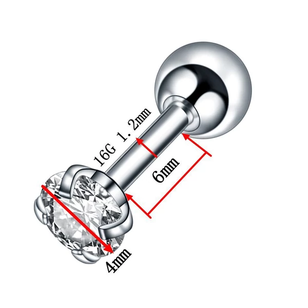 Rózsaszín cirkóia köves apró fülbevaló / piercing