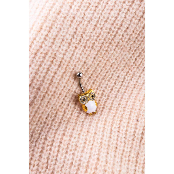 Arany Színű Fehér Bagollyal Díszített Piercing