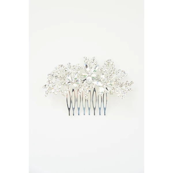 Esküvői Ezüst Színű Hajtű Virág Alakban Strasszkövekkel Díszítve
