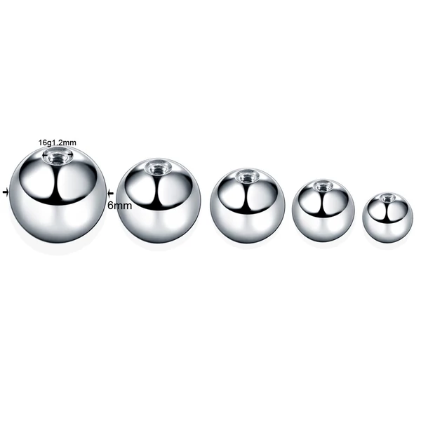 4 Darab Ezüst Színű Orvosi Acél Piercing Golyó 1,6 x 3 mm