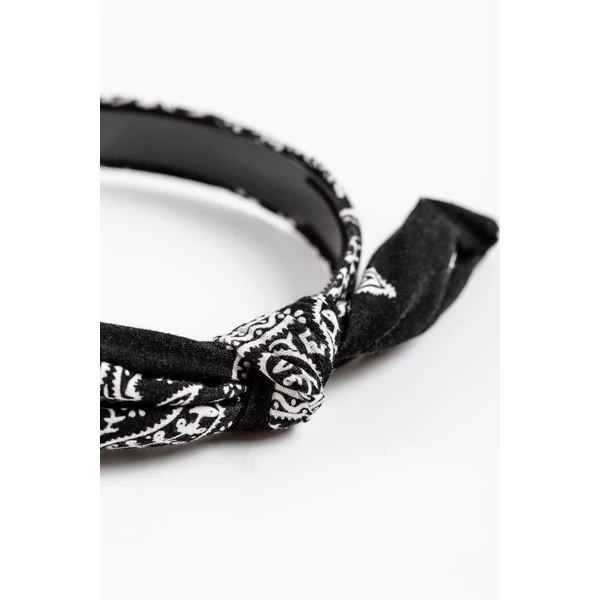 Fekete Bandana Mintás Hajpánt Masnival