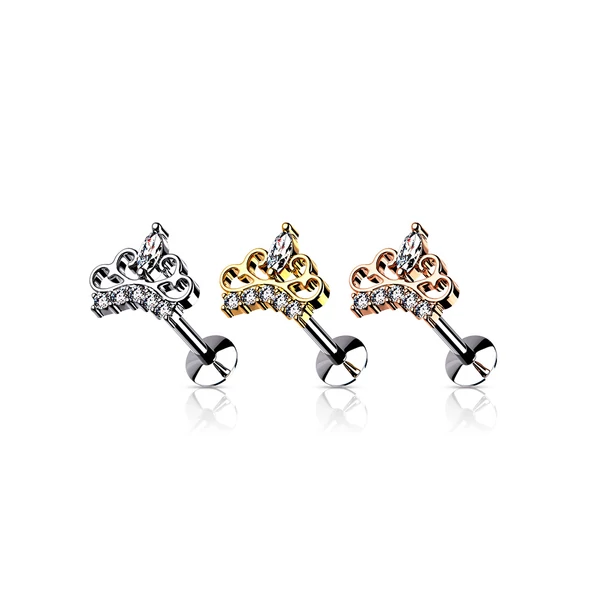 14 Karátos Arannyal Bevont Ezüst Színű Korona Formájú Piercing