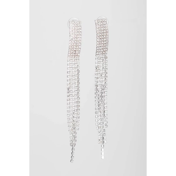 Esküvői Rozsdamentes Acél Cirkónia Kövekkel Díszített Lógós Fülbevaló