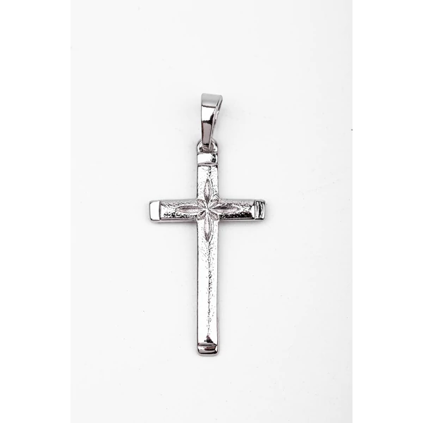 Ezüst Színű Rozsdamentes Acél Kereszt Medál, 2,2 x 2 cm