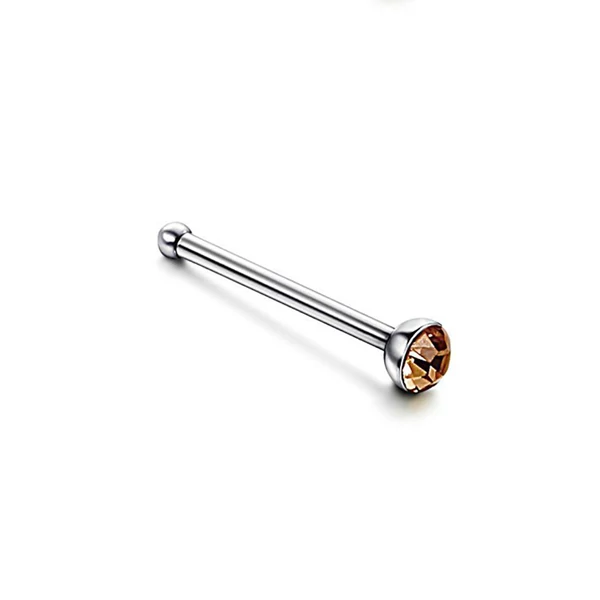 Ezüst Színű Titánium Piercing, Arany Kristály Kővel, 8,6 mm