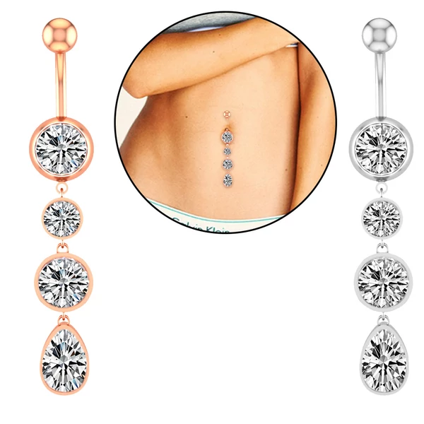 A & ONE Arany Színű Rozsdamentes Acél Lógós Köldök Piercing
