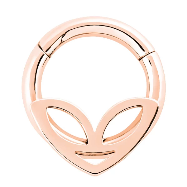 A & ONE Rózsaarany Színű Rozsdamentes Acél Alien Fejjel Díszített Karika Fül Vagy Orr Piercing