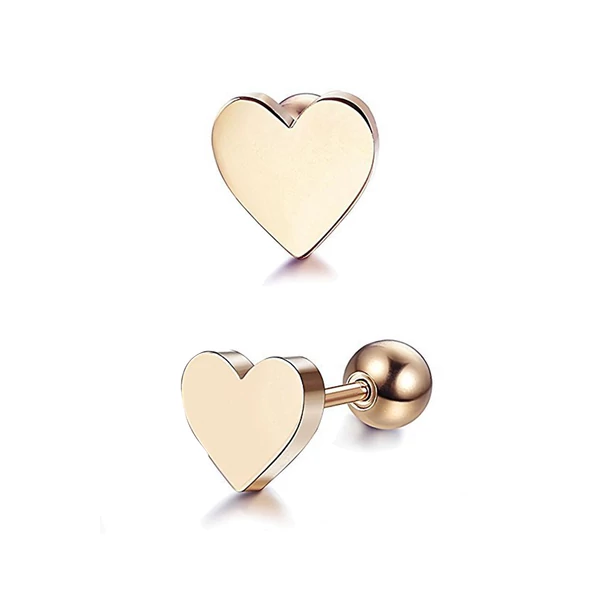 A & ONE Rózsaarany Színű, Rozsdamentes Acél Szív Alakú Fül Piercing, 6,5 mm