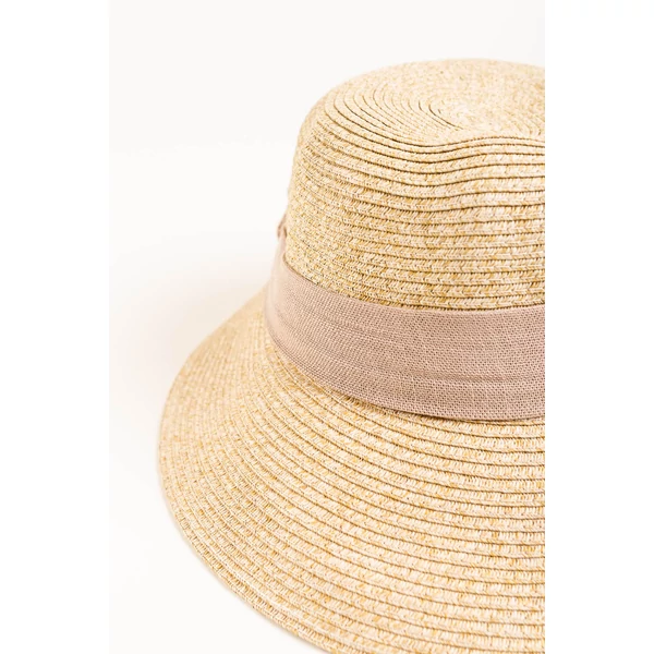 A & ONE Divatos Természetes Papirusz Anyagú Bézs Kalap Masnival