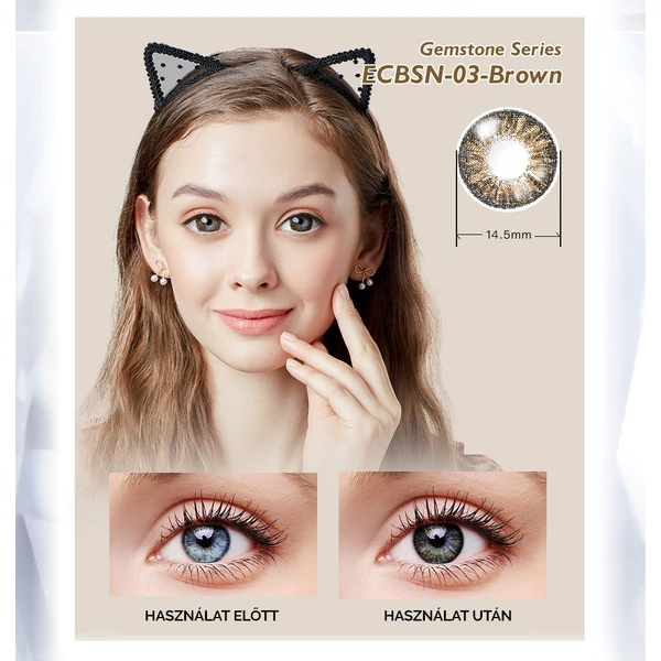 EllieCoo Gemstone Series Színes Dioptria Nélküli Kontaktlencse - Világosbarna
