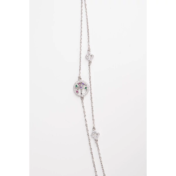 A & ONE Élet Fája Medállal Díszített Cirkónia Köves S925 Ezüst Karkötő