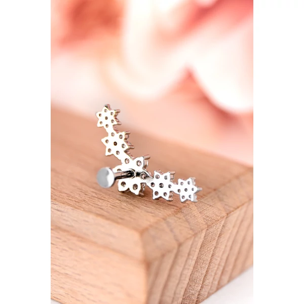 14 Karátos Arannyal Bevont Ezüst Színű Virág Alakú Íves Piercing