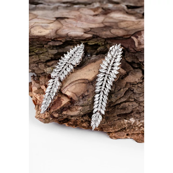 Esküvői Ezüst Színű Arannyal Bevont Réz Lógós Fülbevaló Cirkónia Kövekkel