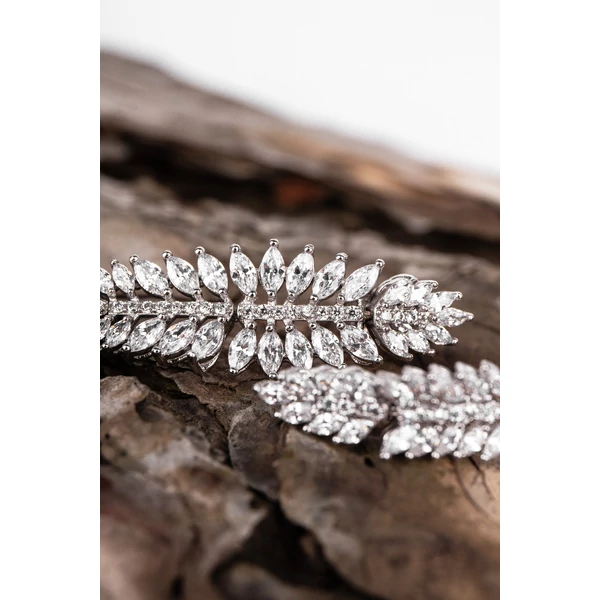 Esküvői Ezüst Színű Arannyal Bevont Réz Lógós Fülbevaló Cirkónia Kövekkel