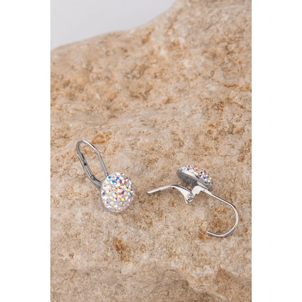 Színjátszós Swarovski Kövekkel Díszített S925 Ezüst Félgömb Medál Alakú Fülbevaló 