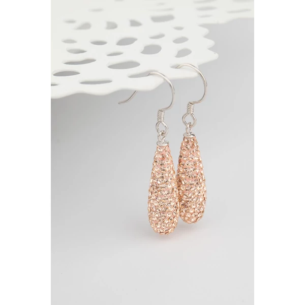 Swarovski Kövekkel Díszített S925 Bézs Lógós Fülbevaló