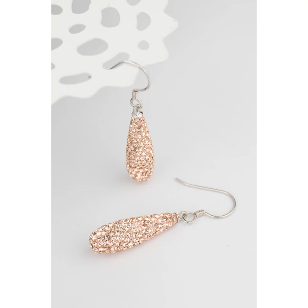 Swarovski Kövekkel Díszített S925 Bézs Lógós Fülbevaló