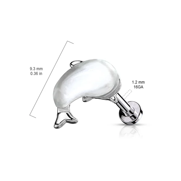 A & ONE Ezüst Színű 316L Orvosi Acél  Piercing Delfin Formájú Opállal