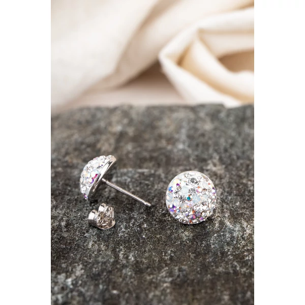 Csillogó Színes Swarovski Kövekkel Díszített Apró S925 Ezüst Fülbevaló