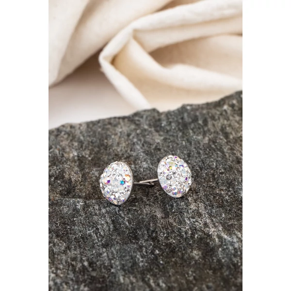 Csillogó Színes Swarovski Kövekkel Díszített Apró S925 Ezüst Fülbevaló
