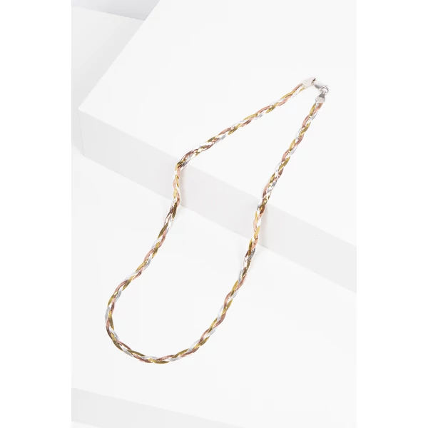 Arany-Rózsaarany-Ezüst Színű 3 Szálas S925 Ezüst Nyaklánc -50cm