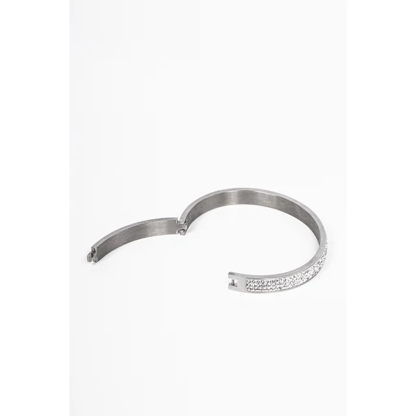A & ONE Ezüst Színű Rozsdamentes Acélból Készült Swarovski Kövekkel Kirakott Karperec