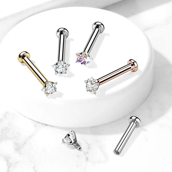 A & ONE Színes Cirkónia Kövekkel Díszített 316L Orvosi Acél Labret Piercing