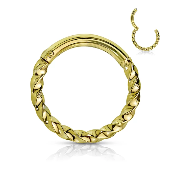 A & ONE Arany Színű 316L Orvosi Acél Csavart Karika Alakú Septum Piercing Kövekkel Díszítve