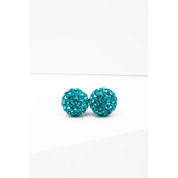 S925 Ezüst Gömb Fülbevaló Türkizkék Swarovski® Kövekkel