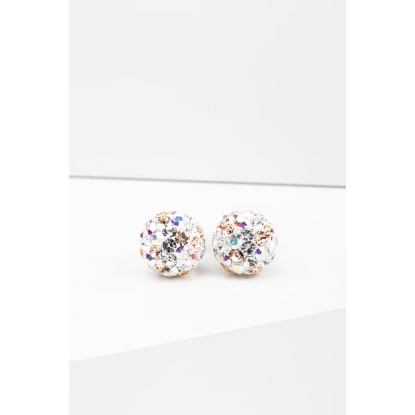A & ONE S925 Ezüst Gömb Fülbevaló Bézs És Színes Swarovski® Kövekkel