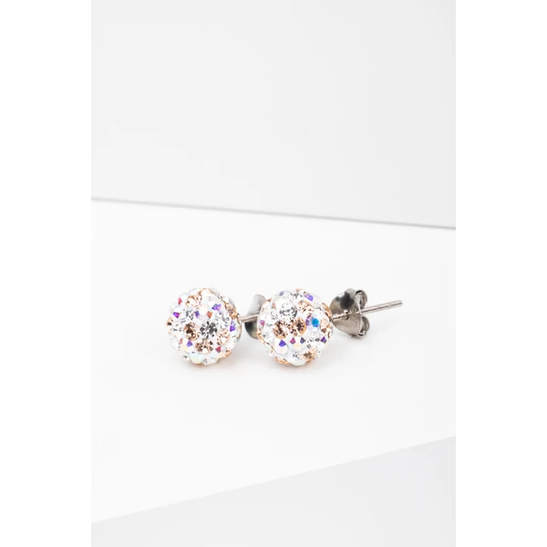 S925 Ezüst Gömb Fülbevaló Bézs És Színes Swarovski® Kövekkel
