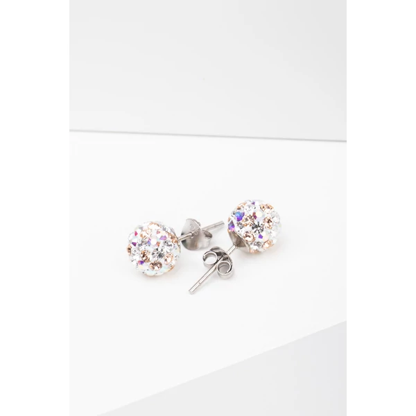 S925 Ezüst Gömb Fülbevaló Bézs És Színes Swarovski® Kövekkel