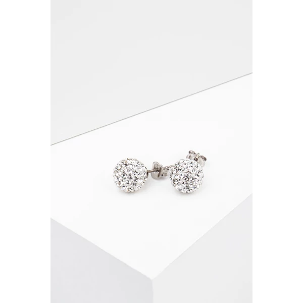 S925 Ezüst Gömb Fülbevaló Fehér Swarovski® Kövekkel