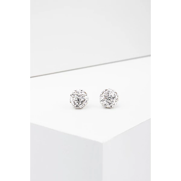 S925 Ezüst Gömb Fülbevaló Fehér Swarovski® Kövekkel