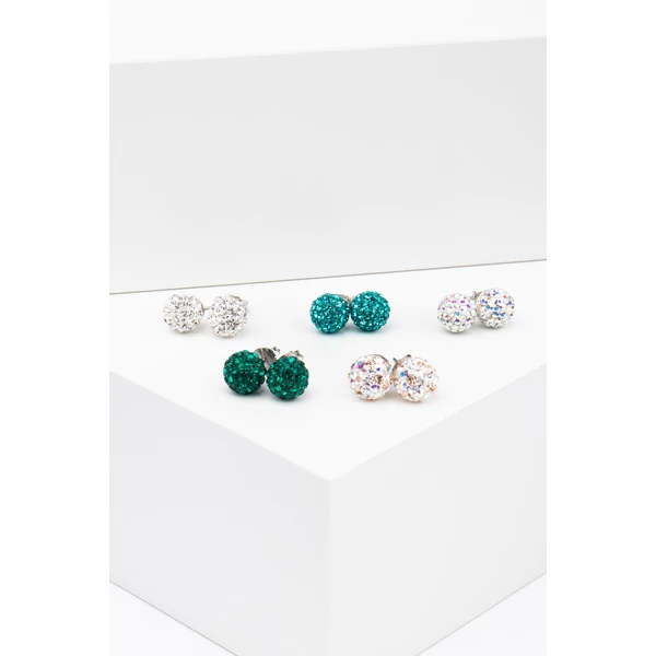 A & ONE S925 Ezüst Gömb Fülbevaló Sötétzöld Swarovski® Kövekkel
