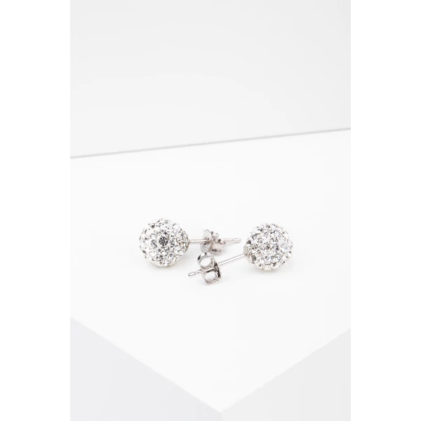 S925 Ezüst Gömb Fülbevaló Fehér Swarovski® Kövekkel