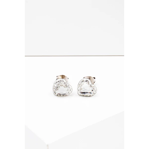 Csillogó Swarovski Kövekkel Díszített Apró Szív Alakú S925 Ezüst Fülbevaló